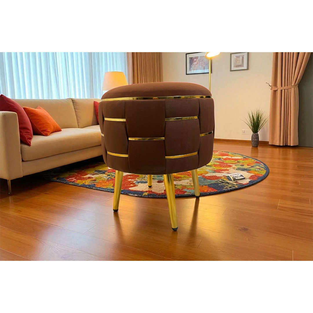 Product Thumbnail 3 of Round Velvet Ottoman Stool
