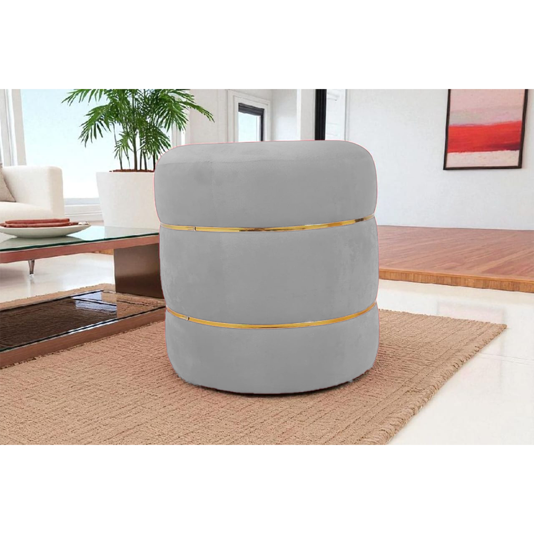 Product Thumbnail 3 of Round Velvet Pouffe Ottoman